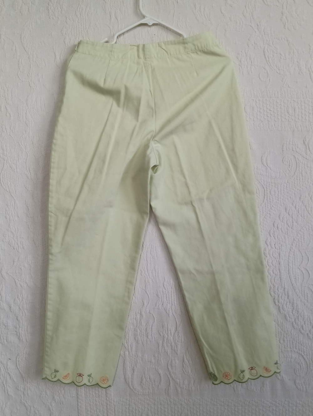 Christopher & Banks Lime Green Fruit Chinos Embroidered Cropped retro Summer Bbq - Picture 9 of 12